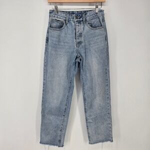 J. Galt Jeans Womens M Blue High Rise Straight Leg Raw Hem Button Fly Denim